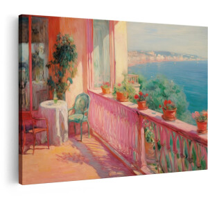 Artaza Canvas Schilderij Zee - 120x80 cm - Wanddecoratie Landschap - Muurdecoratie Strand - Decoratie Terras Impressionisme
