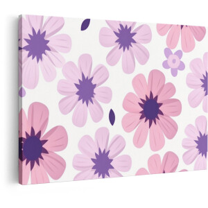 Artaza Canvas Schilderij Bloemen - 60x40 cm - Wanddecoratie Roze Bloemen - Muurdecoratie Meisjeskamer - Decoratie Bloem Patroon
