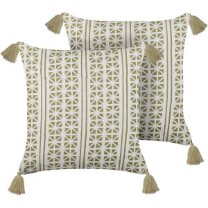 BELIANI SYRINGA - Sierkussen set van 2 - Lichtgroen - 45 x 45 cm - Katoen