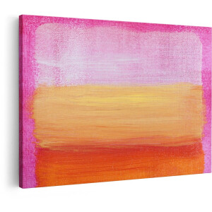Artaza Canvas Schilderij Abstracte Strepen van Roze - Oranje en Gele Verf op Canvas - 120x80 cm - Groot - Wanddecoratie Woonkamer - Schilderijen - Muurdecoratie