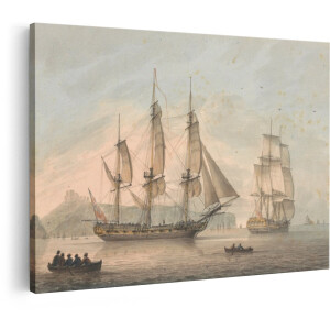 Artaza Canvas Schilderij Zeilschip - 90x60 cm - Wanddecoratie Zee - Muurdecoratie Landschap - Decoratie Historische Schepen - Schilderijen Op Canvas