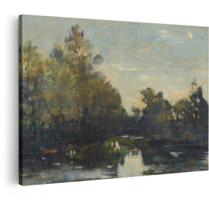 Artaza Canvas Schilderij Landschap - 120x80 cm - Wanddecoratie Natuur - Muurdecoratie Bomen - Schilderijen Oude Meesters - Woonkamer Decoratie