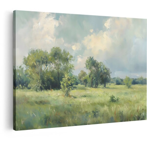 Artaza Canvas Schilderij Landschap - 90x60 cm - Wanddecoratie Natuur - Muurdecoratie Bomen - Decoratie Olieverf Woonkamer
