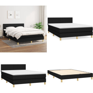 vidaXL Boxspring met matras stof zwart 140x200 cm - Boxspring - Boxsprings - Bed - Slaapmeubel