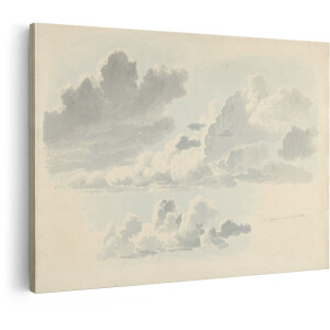 Artaza Canvas Schilderij Wolken - 60x40 cm - Wanddecoratie Natuur - Muurdecoratie Vintage - Decoratie Aquarel Hemel - Schilderijen Op Canvas