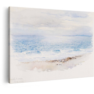 Artaza Canvas Schilderij Strand Zee - 90x60 cm - Wanddecoratie Natuur - Muurdecoratie Landschap - Decoratie Golven Horizon