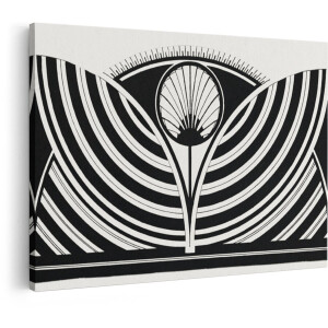 Artaza Canvas Schilderij Abstract - 90x60 cm - Wanddecoratie Art Deco - Muurdecoratie Zwart Wit - Decoratie Geometrisch Vintage