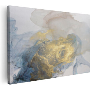 Artaza Canvas Schilderij Abstracte Kunst van Grijze Gouden Marmer - 120x80 - Groot - Foto Op Canvas - Wanddecoratie Woonkamer