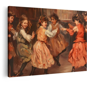 Artaza Canvas Schilderij Victoriaanse Meisjes - 30x20 cm - Vintage Muurdecoratie - Wanddecoratie Romantisch Portret - Klassieke Schilderijen Op Canvas