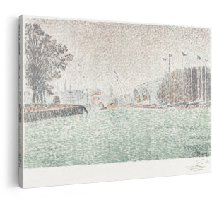 Artaza Canvas Schilderij Haven Signac - 60x40 cm - Wanddecoratie Landschap - Muurdecoratie Vintage - Schilderijen Op Canvas Boten