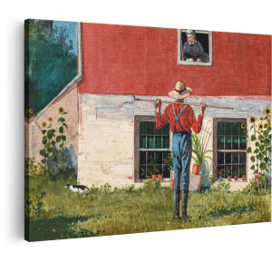 Artaza Canvas Schilderij Boer - 120x80 cm - Wanddecoratie Landelijk - Muurdecoratie Boerderij - Schilderijen Op Canvas Winslow Homer