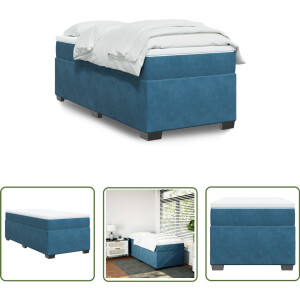 vidaXL Boxspring Bed - Boxspring - Boxspring met matras fluweel donkerblauw 90x200 cm - Fluweel Bed - Donkere Blauwe Boxspring - Tweepersoons Bed