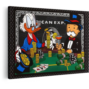 Artaza Canvas Schilderij Dagobert Duck Schilderij Geld - 30x20 cm - Wanddecoratie Louis Vuitton - Muurdecoratie Luxe Mannen - Pop Art