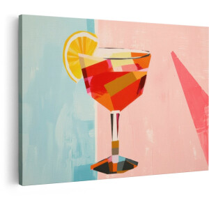Artaza Canvas Schilderij Cocktail - 120x80 cm - Wanddecoratie Abstract - Muurdecoratie Geometrisch - Decoratie Citroen Bar