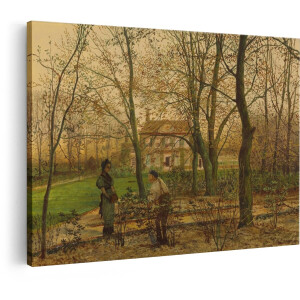 Artaza Canvas Schilderij Herfstlandschap - 90x60 cm - Wanddecoratie Landhuis - Muurdecoratie Tuin - Decoratie Bomen Natuur