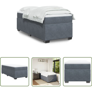 vidaXL Tweepersoonsbed - Boxspring - Boxspring met matras fluweel donkergrijs 80x200 cm - Donkere Kleuren - Fluweel - Grijs
