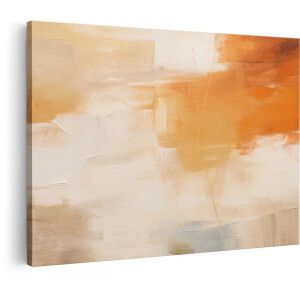 Artaza Canvas Schilderij Abstract - 60x40 cm - Wanddecoratie Modern - Muurdecoratie Beige - Decoratie Oranje - Schilderijen Op Canvas