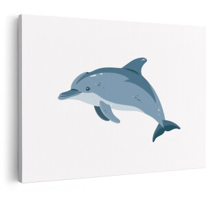 Artaza Canvas Schilderij Dolfijn - 90x60 cm - Wanddecoratie Kinderkamer - Muurdecoratie Dieren - Decoratie Jongenskamer Babykamer