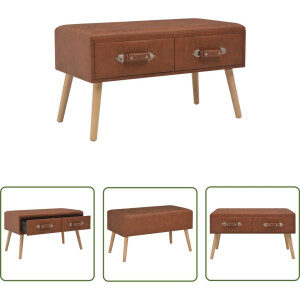 vidaXL Banks Met Lade - Opslagbanken - Bank met lades 80 cm kunstleer bruin - Bruine Bank - Lederlook Bank - Kleine Bank