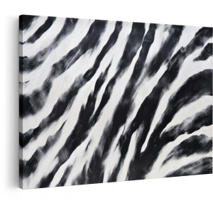 Artaza Canvas Schilderij Zebraprint - 30x20 cm - Wanddecoratie Abstract - Muurdecoratie Zwart Wit - Kamer Accessoires Slaapkamer