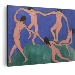 Artaza Canvas Schilderij Vrolijke Naakte Vrouwen Dansen in een Cirkel op een Groene Heuvel - 90x60 cm - Wanddecoratie Woonkamer - Schilderijen - Muurdecoratie