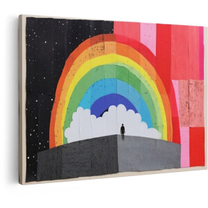 Artaza Canvas Schilderij Abstract Regenboog - 60x40 cm - Wanddecoratie Kleurrijk - Muurdecoratie Woonkamer - Decoratie Collage Kunst