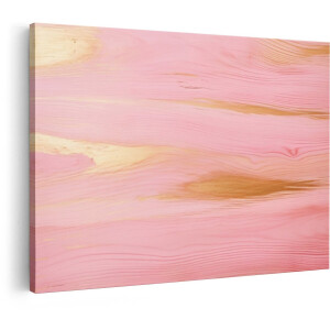 Artaza Canvas Schilderij Abstract Roze en Gouden Houten Achtergrond met Natuurlijke Nerfpatronen - 60x40 cm - Wanddecoratie Woonkamer - Schilderijen - Muurdecoratie