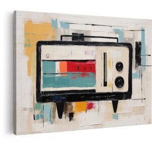 Artaza Canvas Schilderij Abstract Schilderij - 60x40 cm - Wanddecoratie Retro Televisie - Muurdecoratie Modern - Decoratie Vintage Kleurrijk