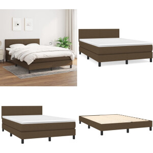 vidaXL Boxspring met matras stof donkerbruin 140x200 cm - Boxspring - Boxsprings - Bed - Slaapmeubel