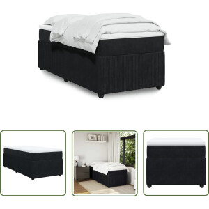 vidaXL Boxspringbed - Boxspring - Boxspring met matras fluweel zwart 100x200 cm - Fluweel - Matras - Pocketvering