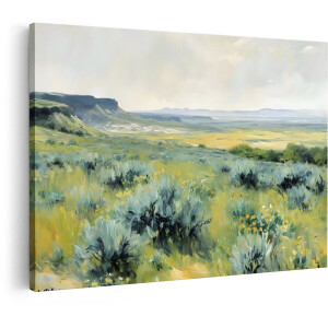 Artaza Canvas Schilderij Weide Met Bloemen - 30x20 cm - Wanddecoratie Natuur - Muurdecoratie Landschap - Kamer Accessoires Woonkamer