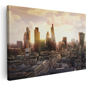 Artaza Canvas Schilderij Londen bij Zonsondergang in een Moderne Wijk - 30x20 - Klein - Foto Op Canvas - Canvas Print