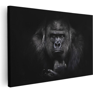 Artaza Canvas Schilderij Gorilla - Zwart Wit - 90x60 - Foto Op Canvas - Canvas Print - Muurdecoratie