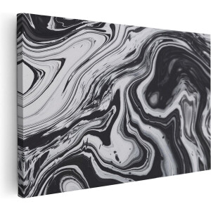 Artaza Canvas Schilderij Abstracte Kunst - Zwart met Wit - 90x60 - Foto Op Canvas - Canvas Print - Muurdecoratie