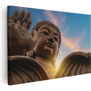 Artaza Canvas Schilderij Groot Boeddha Standbeeld Van Dichtbij - 120x80 - Groot - Foto Op Canvas - Wanddecoratie Woonkamer