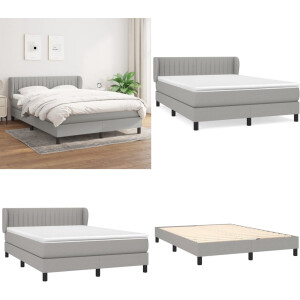 vidaXL Boxspring met matras stof lichtgrijs 140x190 cm - Boxspring - Boxsprings - Bed - Slaapmeubel