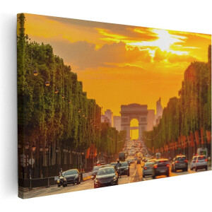 Artaza Canvas Schilderij Arc De Triomphe Bij De Autoweg - 90x60 - Foto Op Canvas - Canvas Print - Muurdecoratie