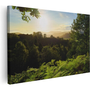 Artaza Canvas Schilderij Zonsondergang Vanuit Een Bos - 60x40 - Foto Op Canvas - Canvas Print