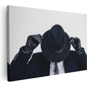Artaza Canvas Schilderij Gangster - 90x60 cm - Wanddecoratie Peaky Blinders - Muurdecoratie Mancave - Schilderijen Op Canvas Man