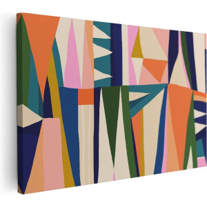 Artaza Canvas Schilderij Abstracte Kleurrijke Kunst - Driehoeken - 120x80 - Groot - Foto Op Canvas - Wanddecoratie Woonkamer