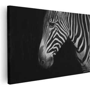 Artaza Canvas Schilderij Zebra - 120x80 cm - Groot - Wanddecoratie Dierenkop - Muurdecoratie Zwart Wit - Schilderijen Op Canvas