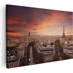 Artaza Canvas Schilderij Skyline Parijs Met Eiffeltoren - 120x80 cm - Groot - Wanddecoratie Woonkamer - Schilderijen - Muurdecoratie