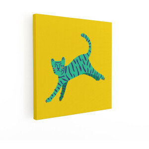 Artaza Canvas Schilderij Tijger - 70x70 cm - Wanddecoratie Kinderkamer - Muurdecoratie Dieren - Decoratie Jongenskamer - Groen