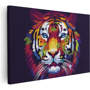 Artaza Canvas Schilderij Kleurrijke Tijger - Abstract - 30x20 - Klein - Foto Op Canvas - Canvas Print