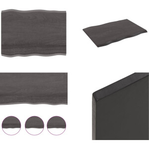 vidaXL Tafelblad natuurlijke rand 80x60x2 cm eikenhout donkerbruin - Tafelblad - Tafelbladen - Plank - Houten Tafelblad