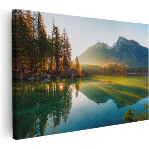 Artaza Canvas Schilderij Bergmeer - 60x40 cm - Wanddecoratie Landschap - Muurdecoratie Bos - Schilderijen Natuur