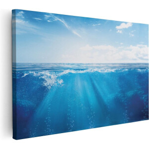 Artaza Canvas Schilderij Zee - 120x80 cm - Groot - Wanddecoratie Onderwater - Muurdecoratie Strand - Decoratie Zonlicht