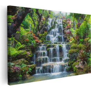 Artaza Canvas Schilderij Tropische Waterval In Thailand - 90x60 - Foto Op Canvas - Canvas Print