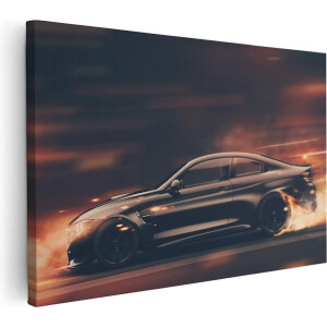 Artaza Canvas Schilderij Auto - 60x40 cm - Wanddecoratie Sportauto - Muurdecoratie Mancave - Kamer Accessoires Snelheid