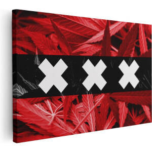 Artaza Canvas Schilderij Amsterdamse Vlag Met Cannabis Achtergrond - 60x40 - Foto Op Canvas - Canvas Print